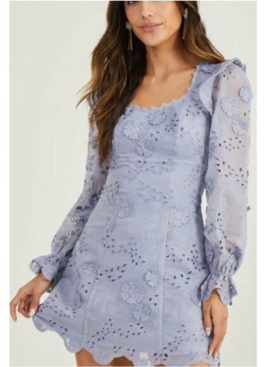 Altar'd State Dresses & Skirts - Altar'd State Light Lavender textured Floral Lace Long Sleeve Mini event Dress